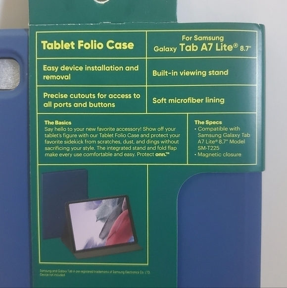 Protect Onn. 8.7" Blue Tablet Folio Case Samsung Galaxy Tab A7 Lite NWT - Picture 7 of 11